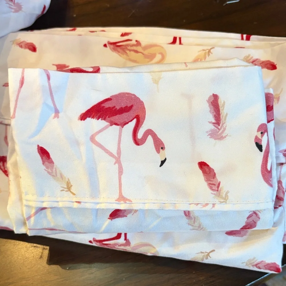 🦩Spirit Linen Home Flamingoes & Feathers Soft Microfiber Twin Sheets Set